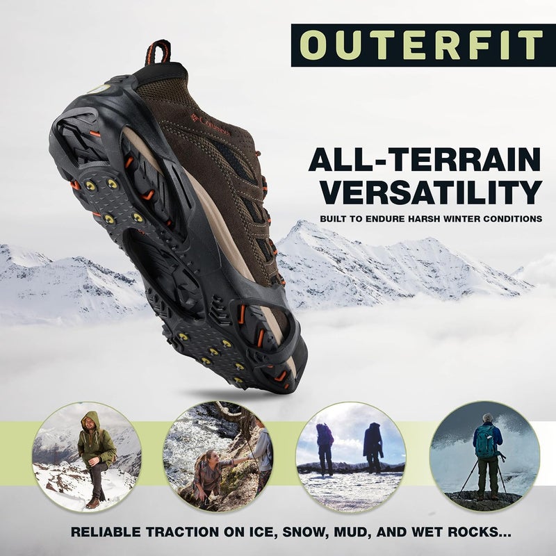 Outerfit Non-Slip Crampons with Tungsten Steel Spikes, Shoe Spikes for Snow and Ice, Snow Cleats, Ice Grips for Hiking, Fishing, Walking - Image 3